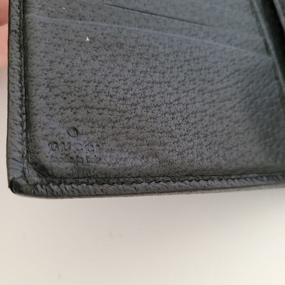 GUCCI GG Logo Plate Canvas Leather Card Bil Wallet Medium Monogram Bifold Black - Picture 4 of 14